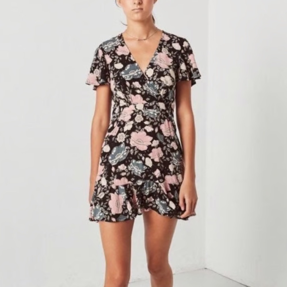 Spell & the Gypsy collective Winona floral mini dress XXS black pink